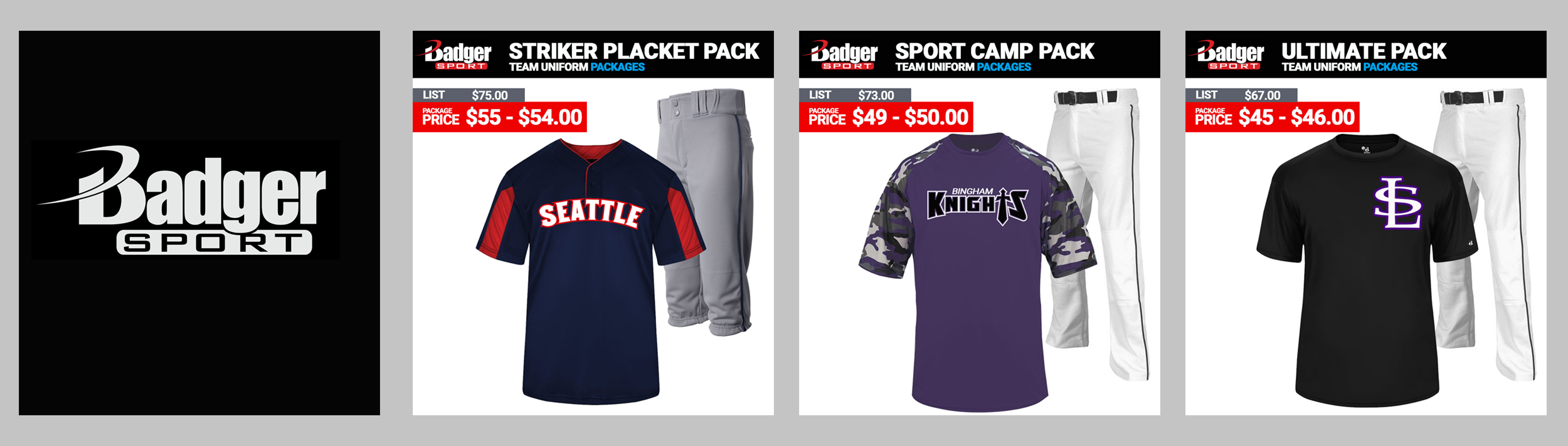 Badger Sport Baseball Uniform Packages